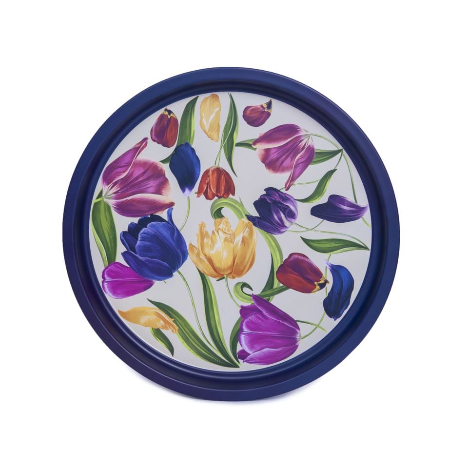 Sarkap Home Desenli Metal Tepsi Lale