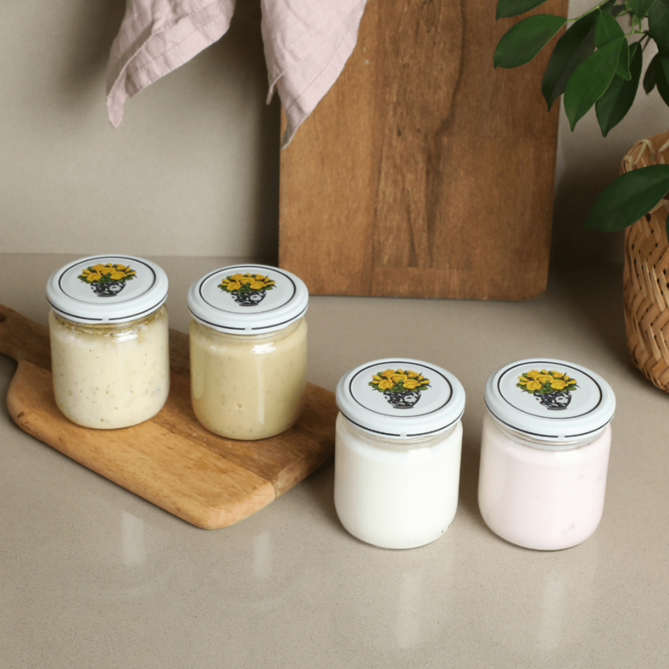 Sarkap Home 4'lü 210 ml Yuvarlak Cam Kavanoz SarıÇiçek