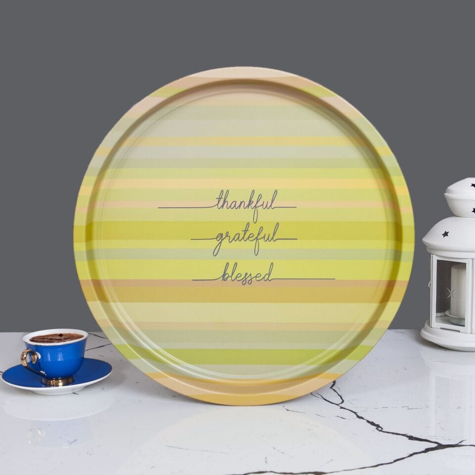 Sarkap Home Desenli Metal Tepsi Thankful