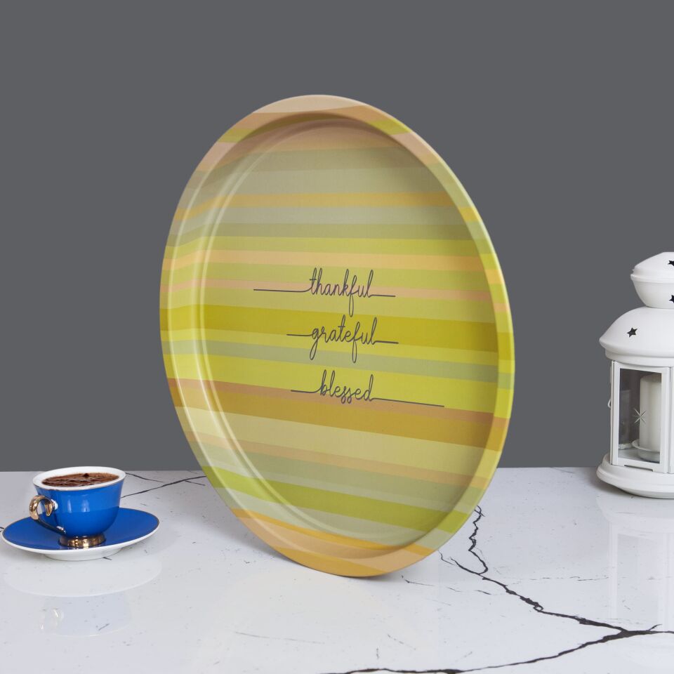 Sarkap Home Desenli Metal Tepsi Thankful
