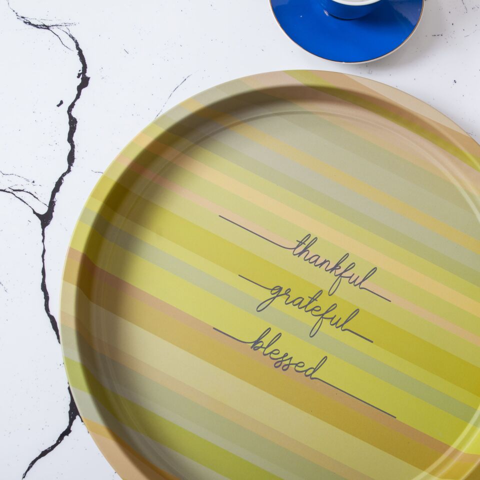 Sarkap Home Desenli Metal Tepsi Thankful