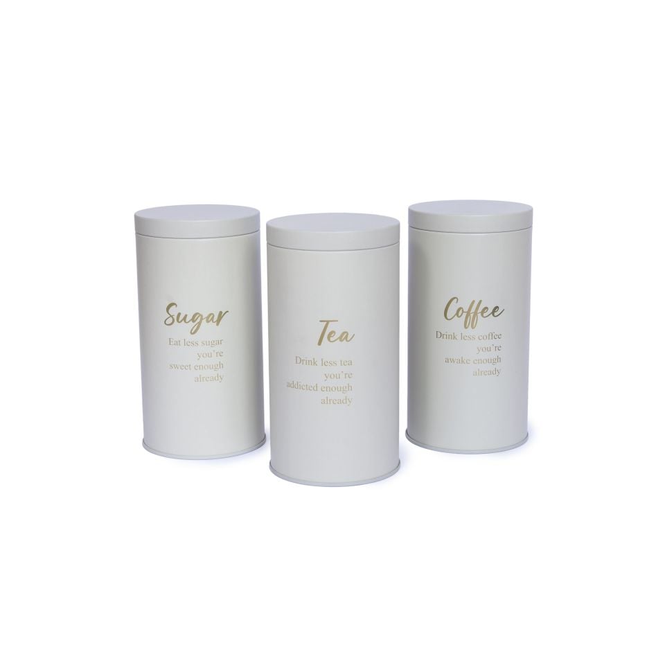 Metal Vakumlu Kapaklı 3'lü Saklama Kabı - Soft Touch Less Seri Krem - Büyük Boy