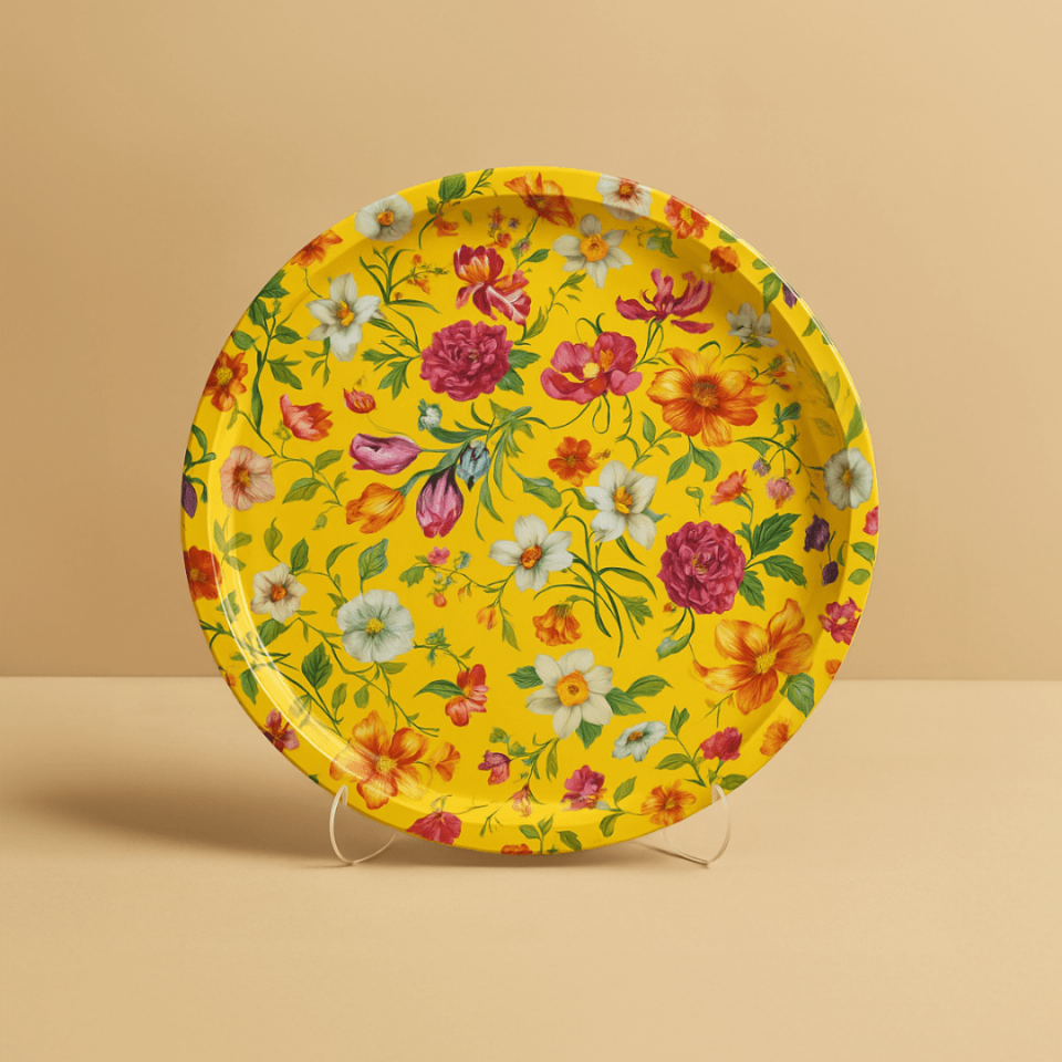 Sarkap Home Desenli Metal Tepsi Mavi