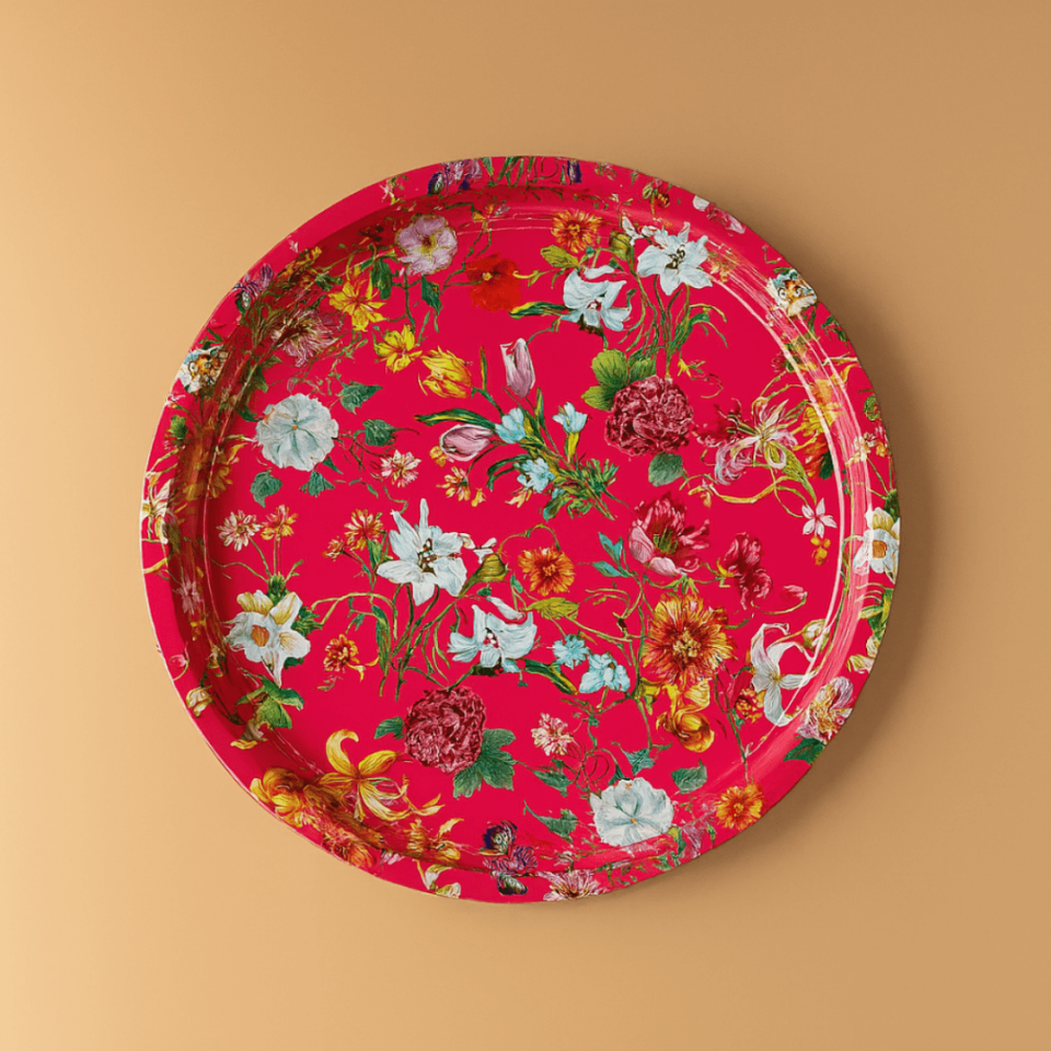 Sarkap Home Desenli Metal Tepsi Mavi