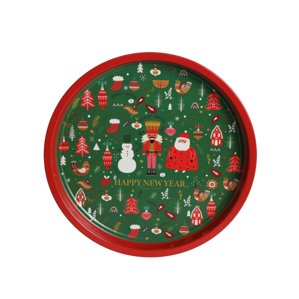 Sarkap Home Desenli Metal Tepsi Kırmızı