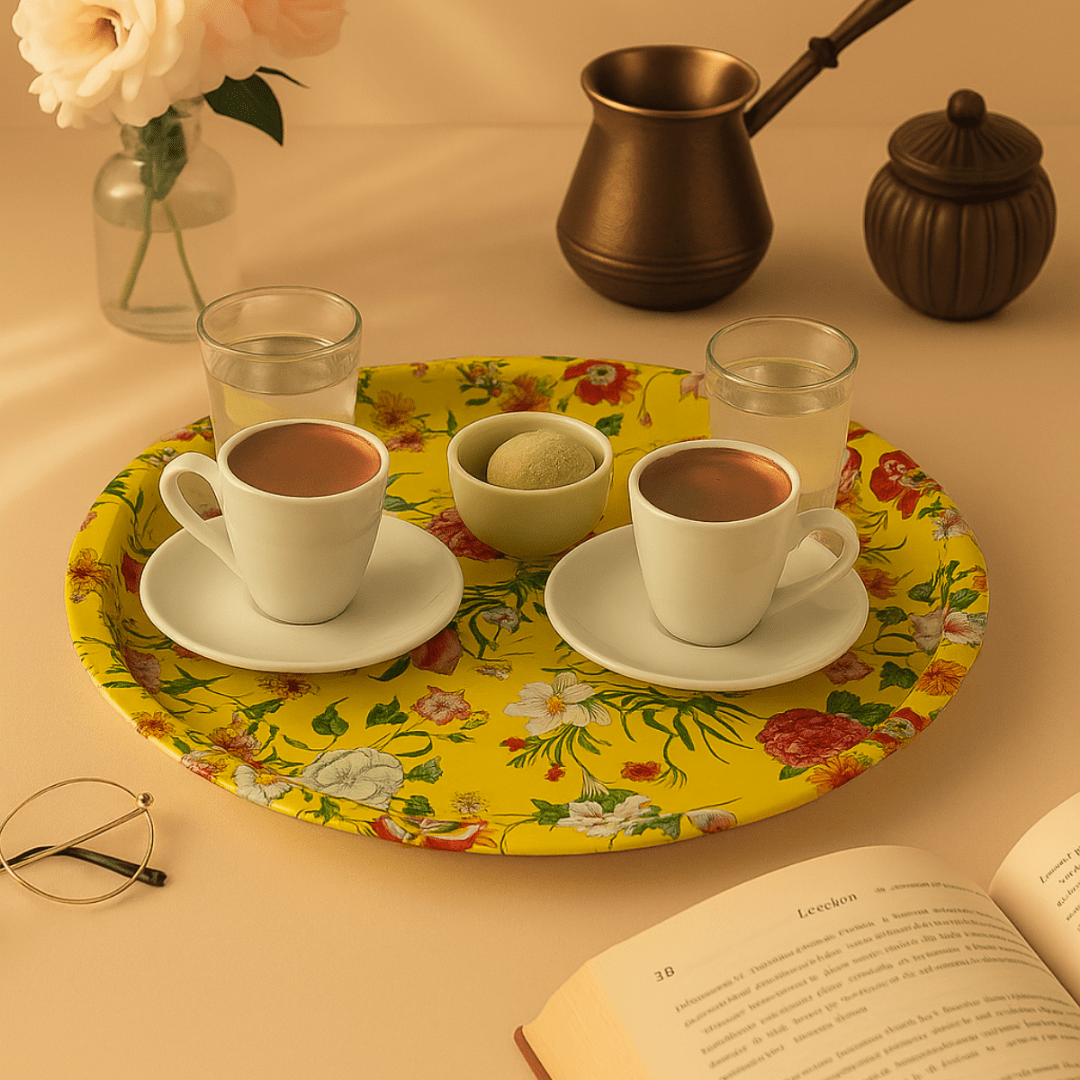 Sarkap Home Desenli Metal Tepsi SARI