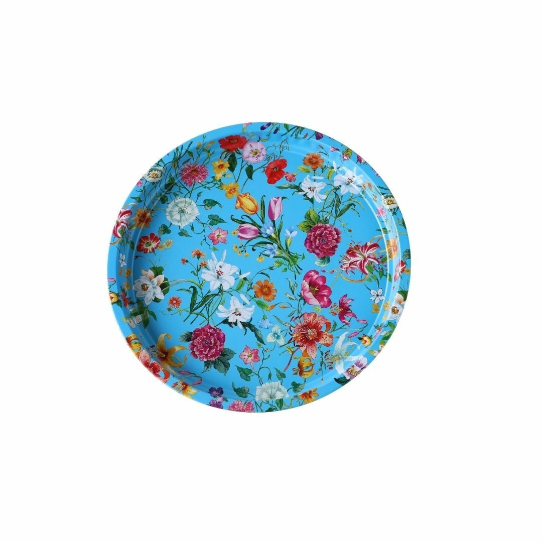 Sarkap Home Desenli Metal Tepsi Mavi