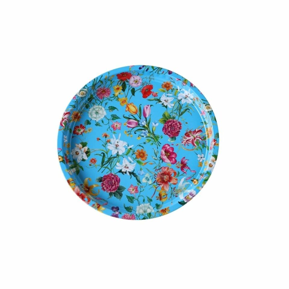 Sarkap Home Desenli Metal Tepsi Mavi