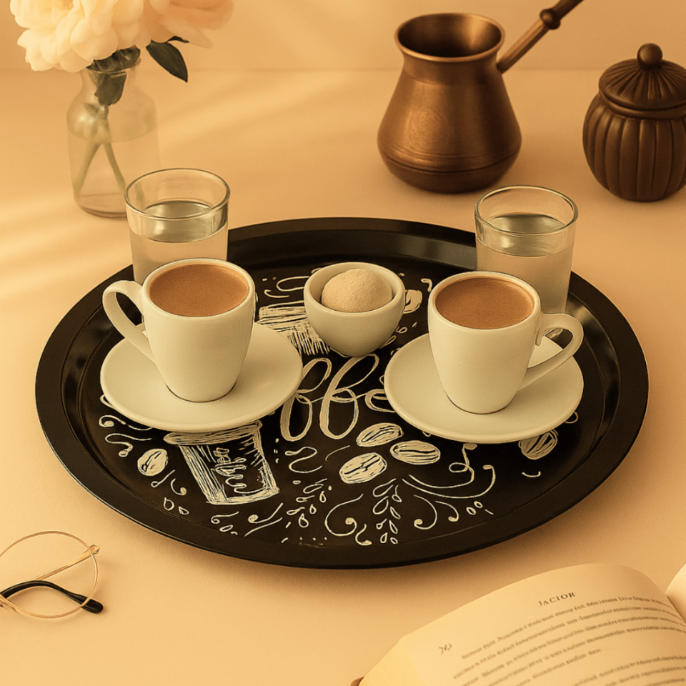 Sarkap Home Desenli Metal Tepsi Siyah