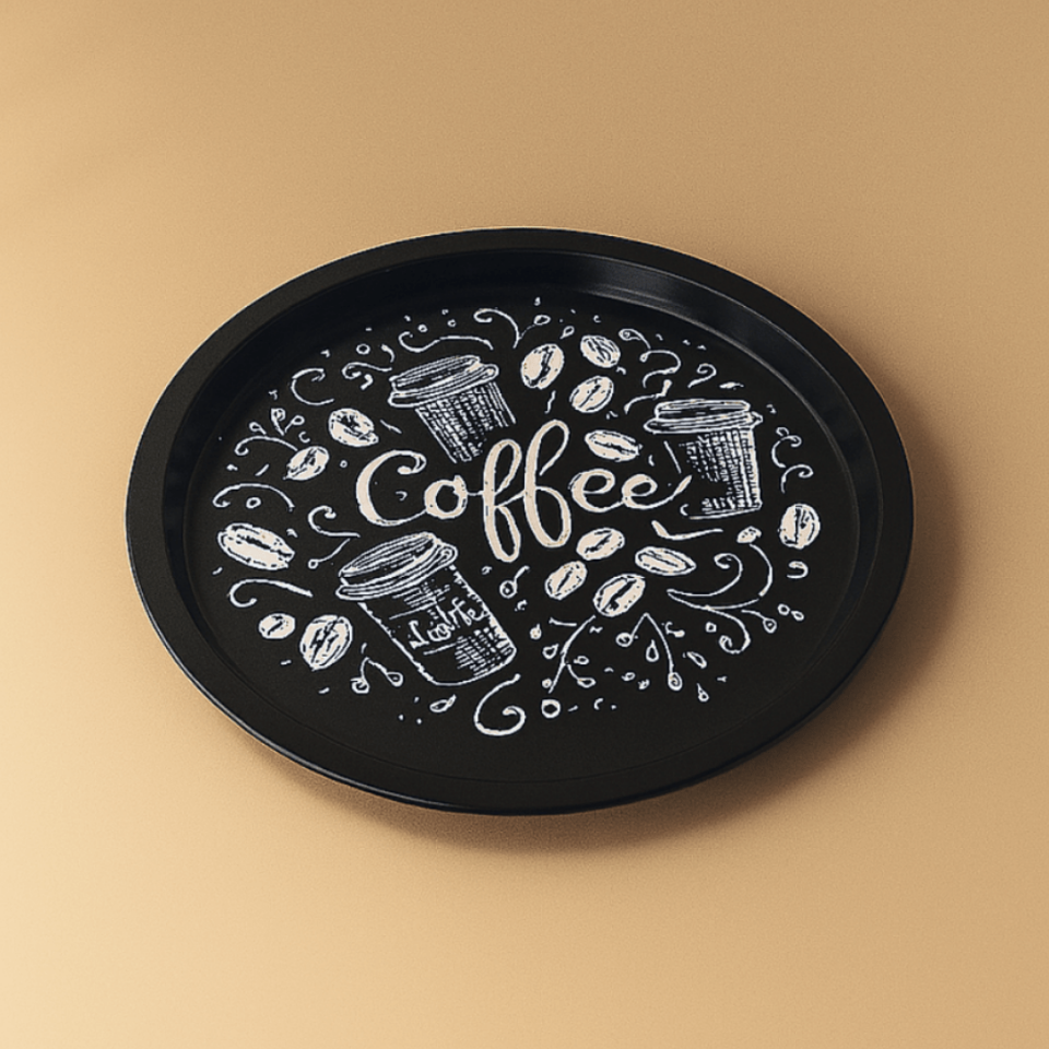 Sarkap Home Desenli Metal Tepsi Siyah