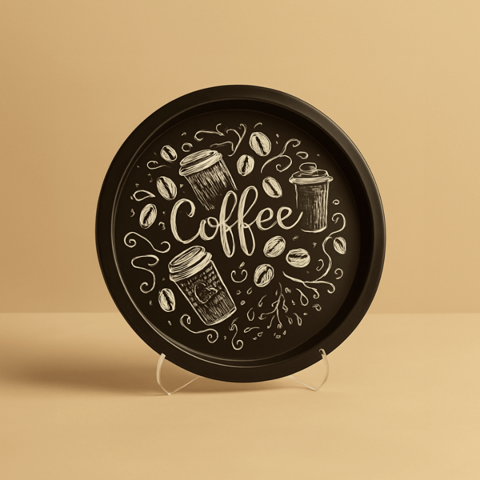 Sarkap Home Desenli Metal Tepsi Siyah