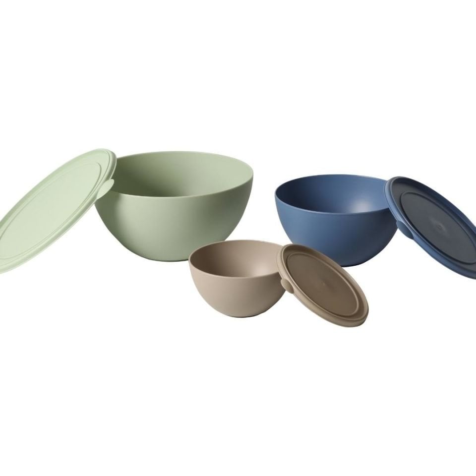 Sarkap Home 3 Boy Plastik Kapaklı Yuvarlak Saklama Kabı Seti Yeşil,Mavi,Gri