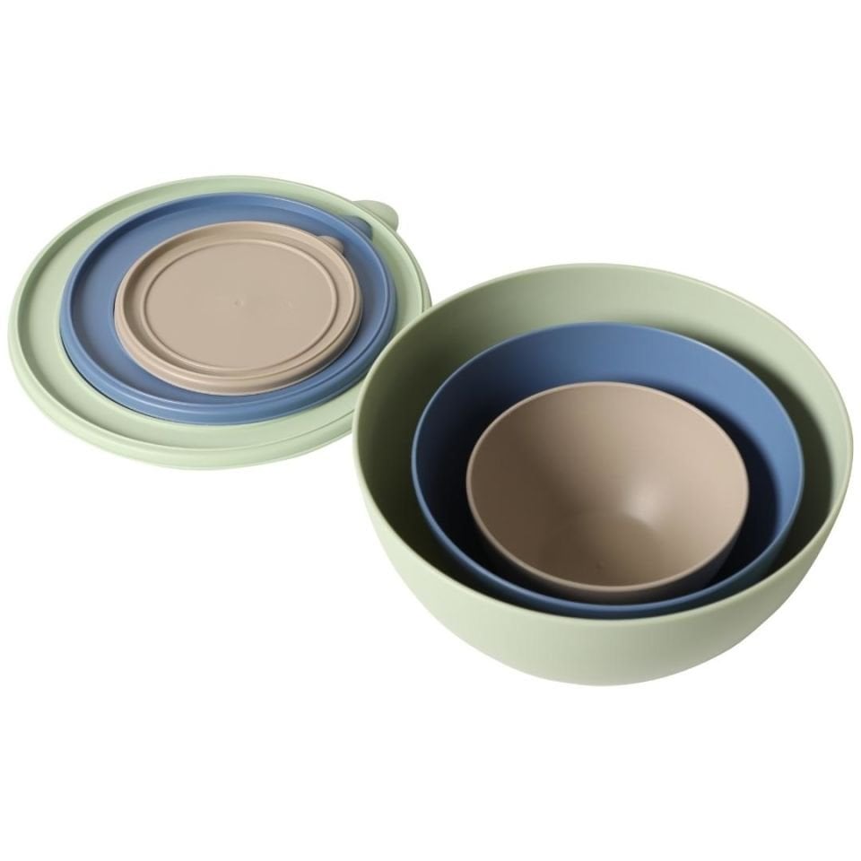 Sarkap Home 3 Boy Plastik Kapaklı Yuvarlak Saklama Kabı Seti Yeşil,Mavi,Gri