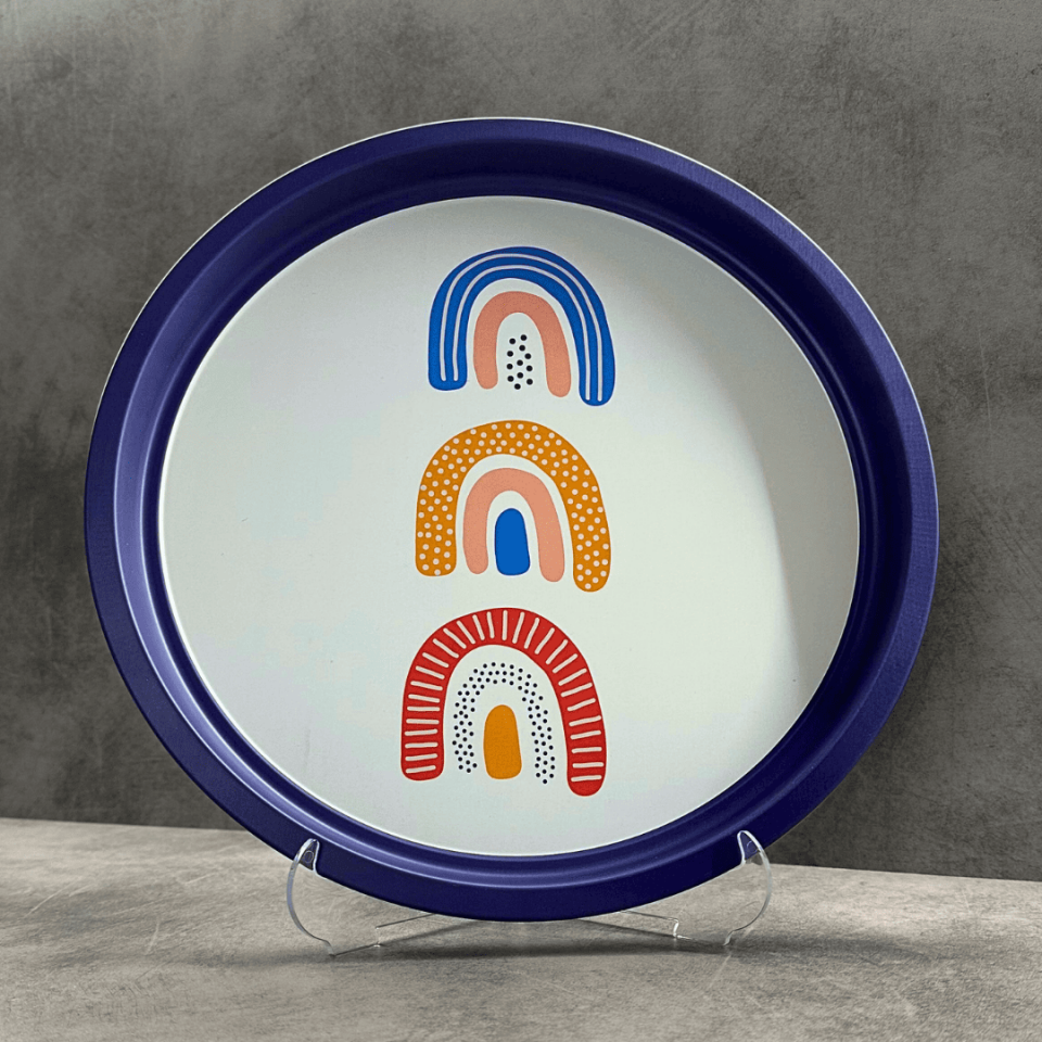 Sarkap Home Pastel Desen Metal Tepsi Gokkusakları