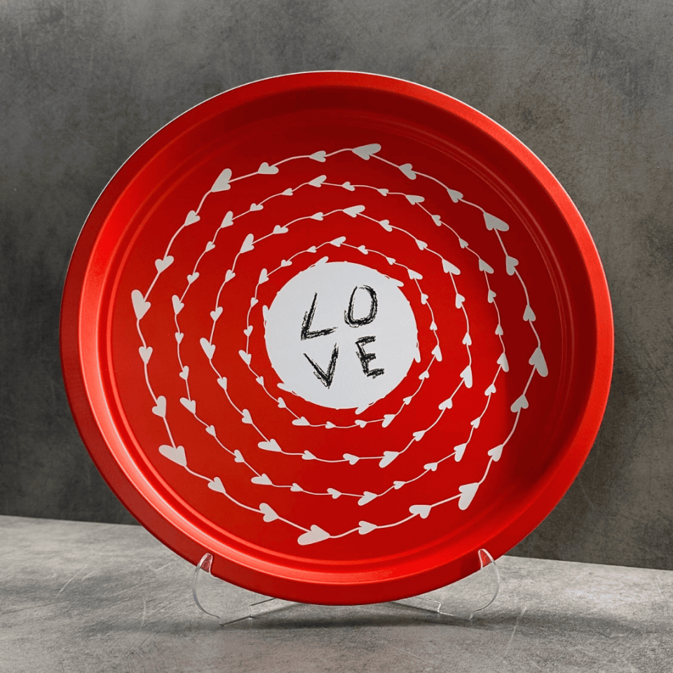 Sarkap Home Pastel Desen Metal Tepsi Love