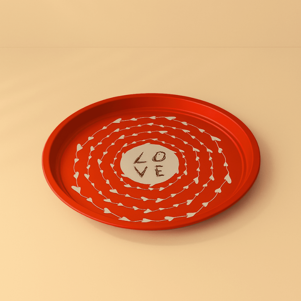 Sarkap Home Pastel Desen Metal Tepsi Love