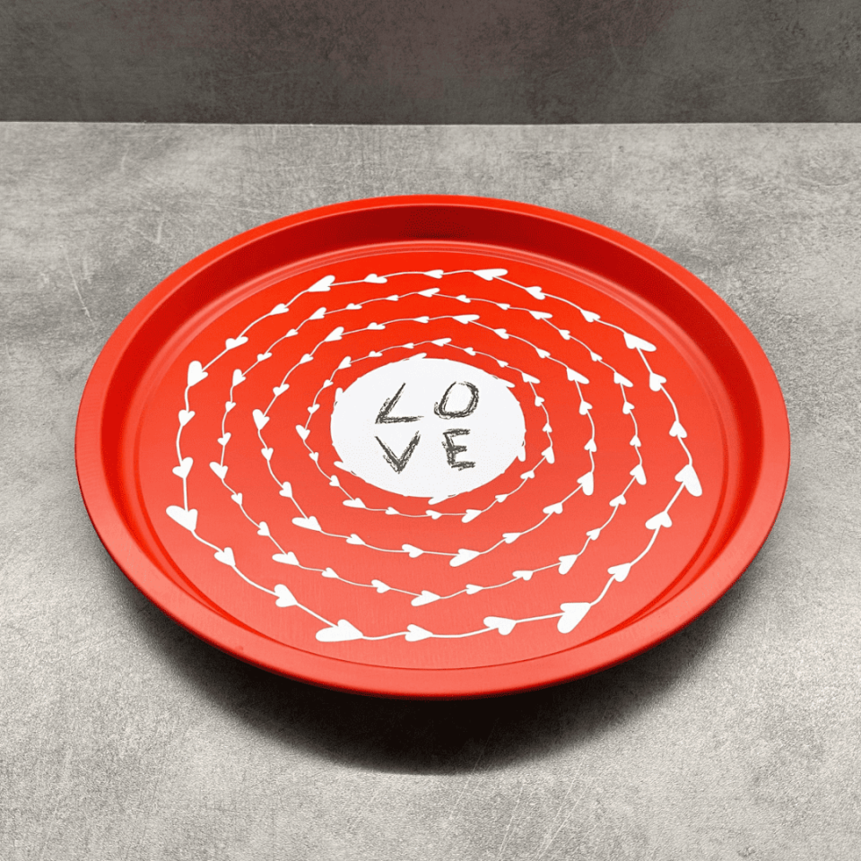 Sarkap Home Pastel Desen Metal Tepsi Love