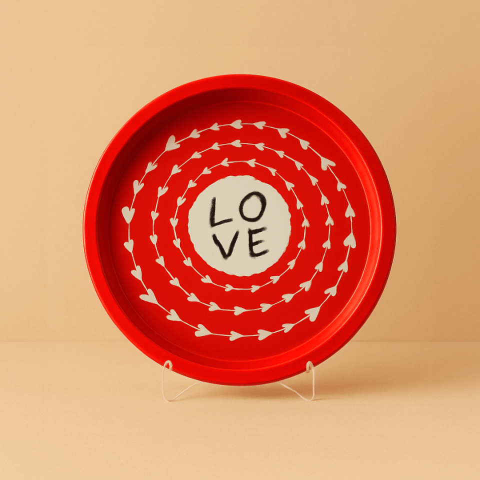 Sarkap Home Pastel Desen Metal Tepsi Love
