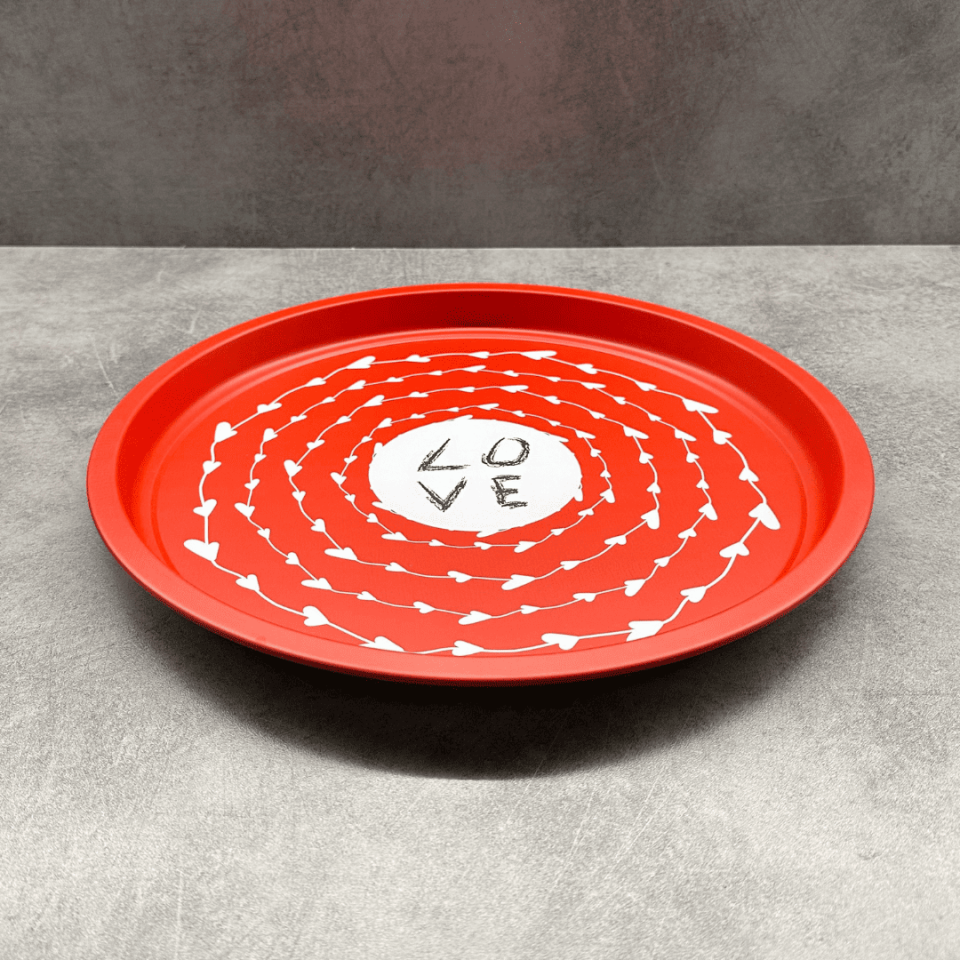Sarkap Home Pastel Desen Metal Tepsi Love