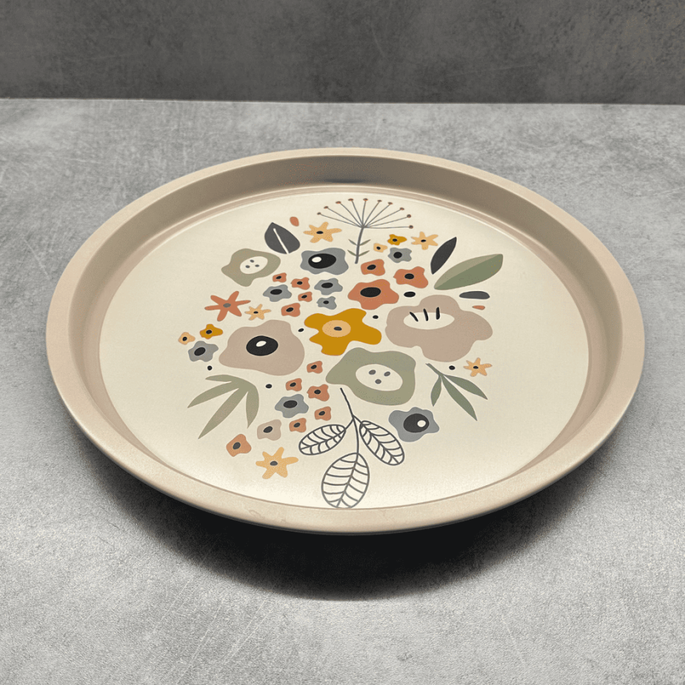 Sarkap Home Pastel Desen Metal Tepsi SoftÇiçekler