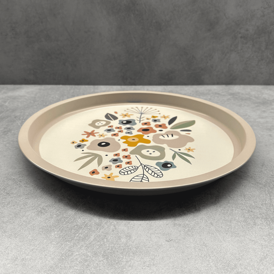 Sarkap Home Pastel Desen Metal Tepsi SoftÇiçekler