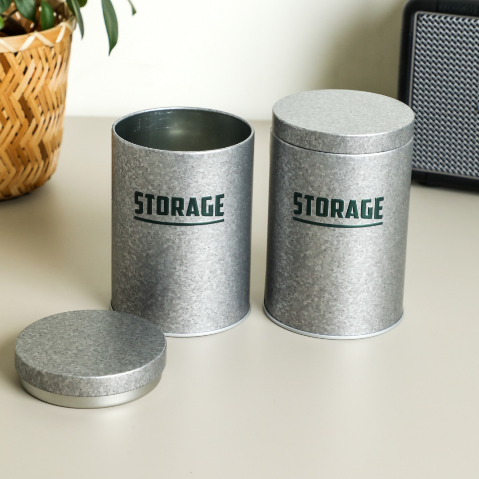 Sarkap Home Ice, Cold, Drink Seri 2'li Metal Yuvarlak Saklama Kabı Yeşil