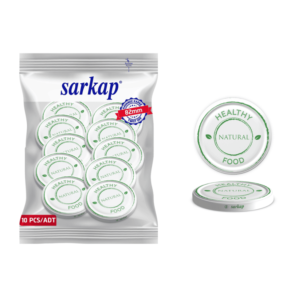 Hijyenik Paketli 10 Adet Kavanoz Kapağı 82 mm HealthyNaturalFood