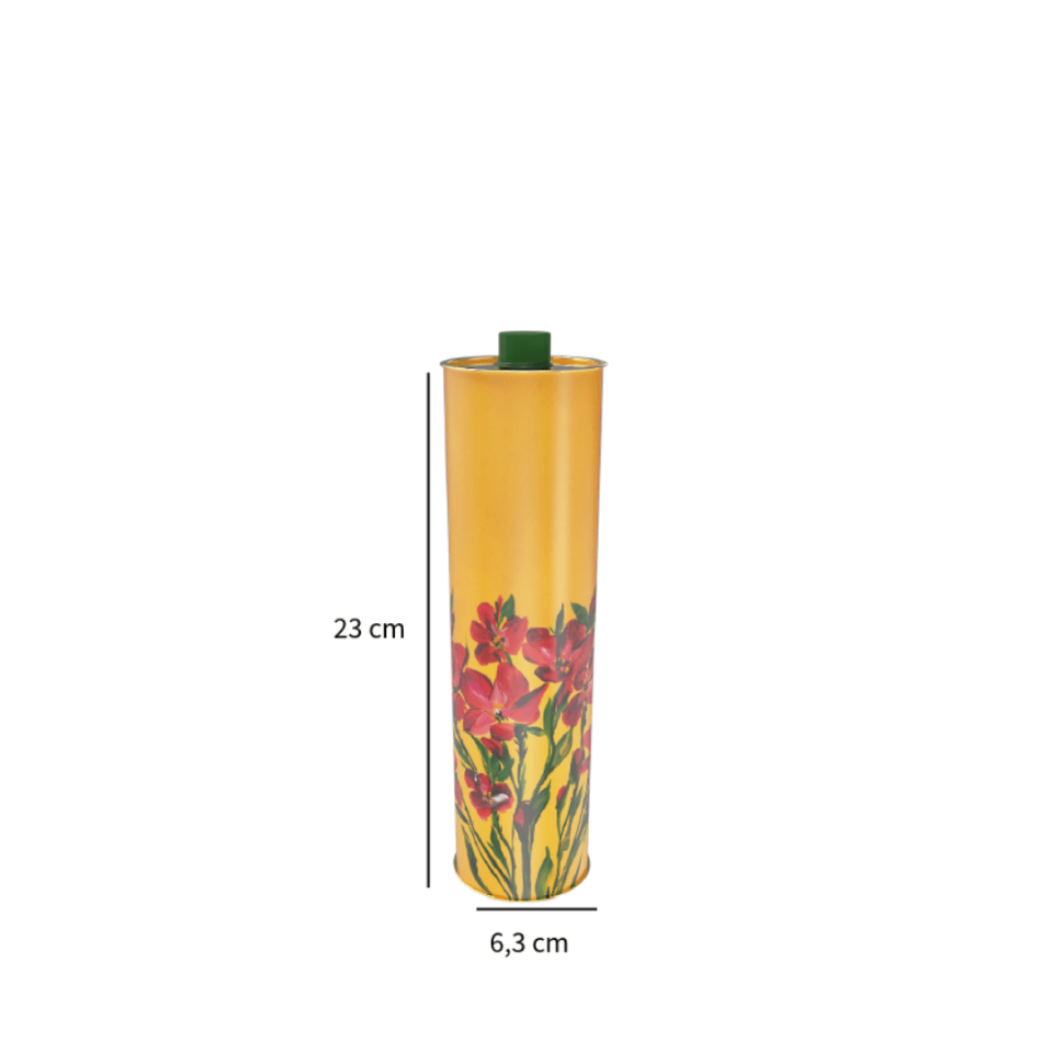 Sarkap Home Dekoratif 750 ml Kapaklı Silindir Boş Zeytinyağı Tenekesi KarışıkÇiçek