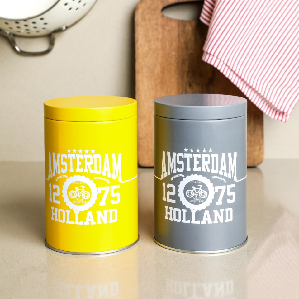Amsterdam Seri - 2'li Metal Saklama Kabı - Sarı, Gri