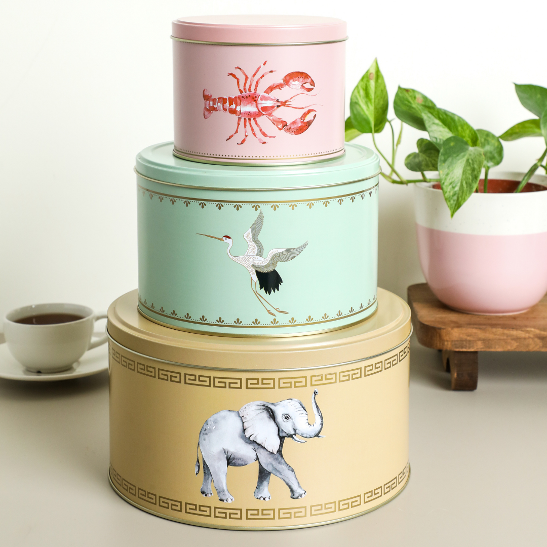 Hellen Seri  - 3'lü Metal Saklama Kabı - Sarı, Yeşil, Pembe