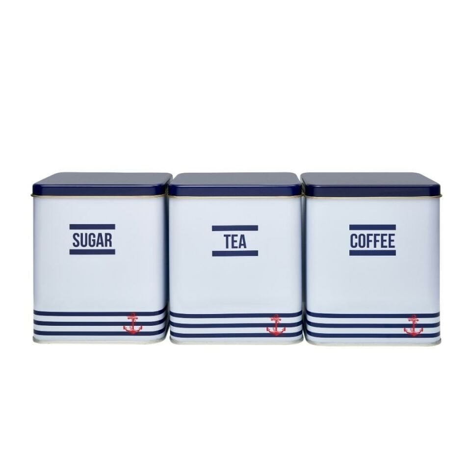 3'lü Metal Coffee Tea Sugar Kutusu - 1500 Ml Marine