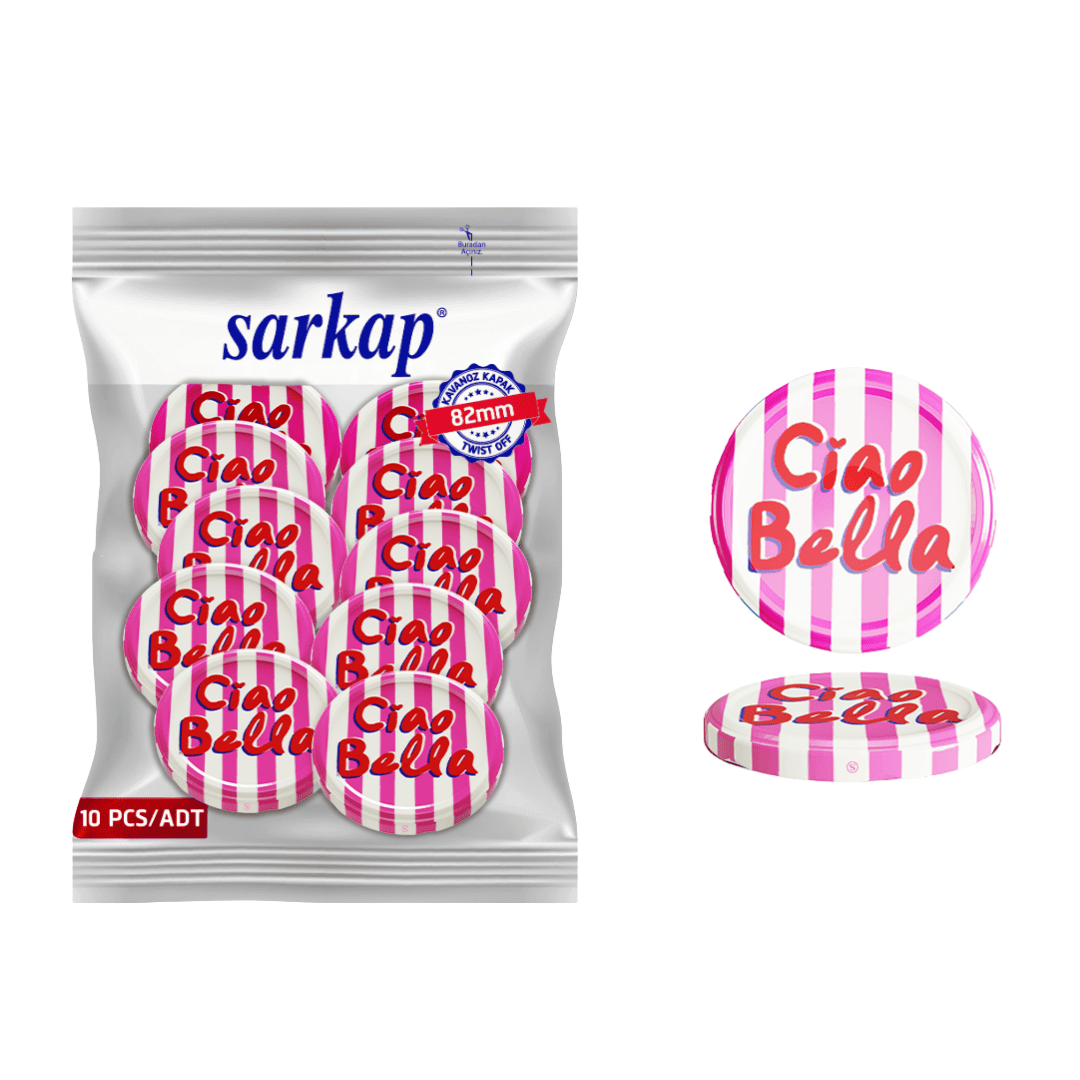 Hijyenik Paketli 10 Adet Kavanoz Kapağı 82 mm Dolce Vita Desenler CiaoBellaPembe