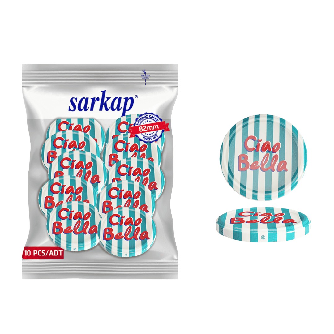 Hijyenik Paketli 10 Adet Kavanoz Kapağı 82 mm Dolce Vita Desenler CiaoBellaYeşil