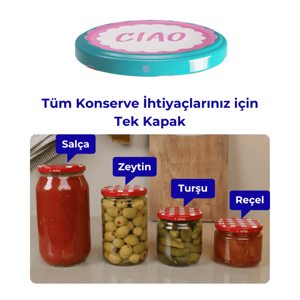 Hijyenik Paketli 10 Adet Kavanoz Kapağı 82 mm Dolce Vita Desenler CiaoPembe
