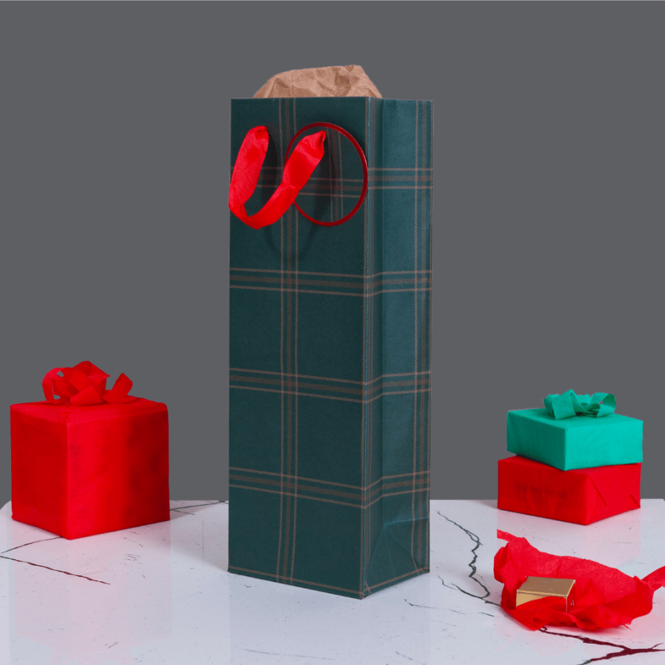 Sarkap Home Özel Tasarım Desenli Hediyelik Karton Çanta Yeşil