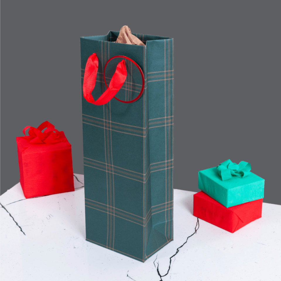 Sarkap Home Özel Tasarım Desenli Hediyelik Karton Çanta Yeşil