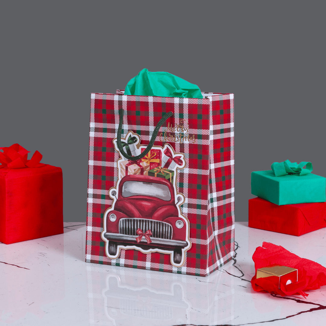 Sarkap Home Özel Tasarım Desenli Hediyelik Karton Çanta Araba