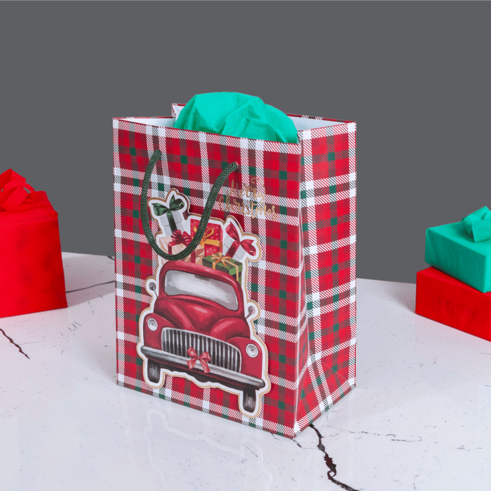 Sarkap Home Özel Tasarım Desenli Hediyelik Karton Çanta Araba