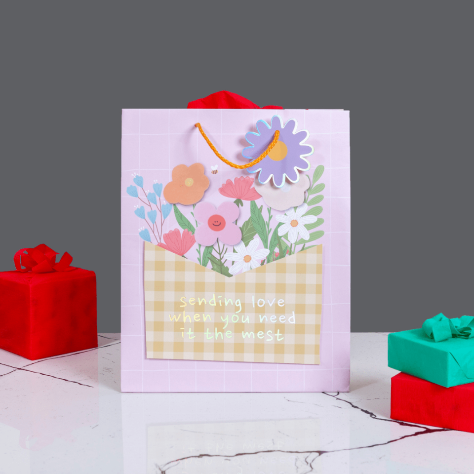 Sarkap Home Özel Tasarım Desenli Hediyelik Karton Çanta SarıSaksı