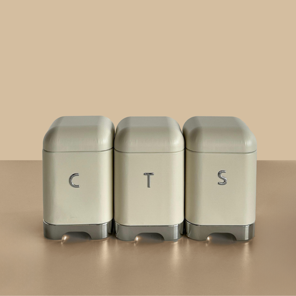 Sarkap Home 3'lü Galvaniz Metal Saklama Kutusu Seti Krem