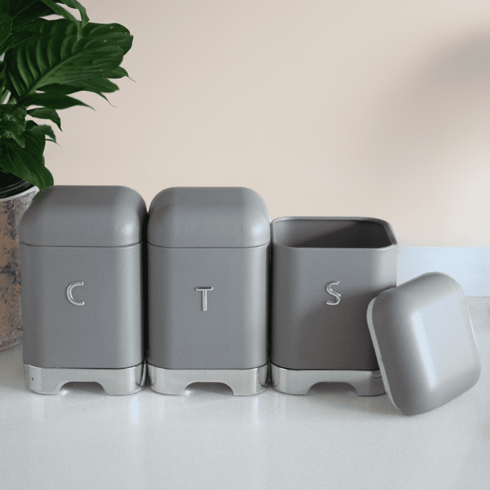 Sarkap Home 3'lü Galvaniz Metal Saklama Kutusu Seti Gri