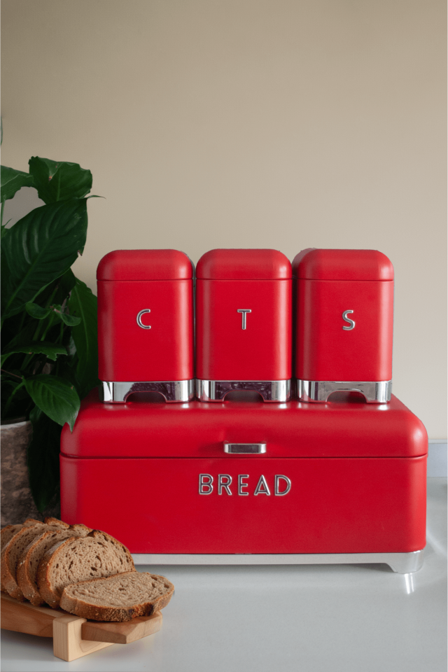 Sarkap Home Galvaniz Metal Saklama Kutusu Seti Kırmızı