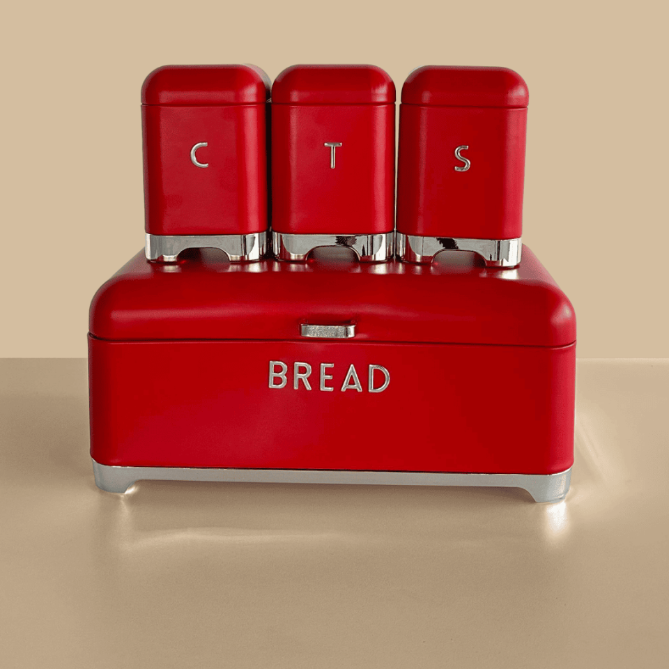 Sarkap Home Galvaniz Metal Saklama Kutusu Seti Kırmızı