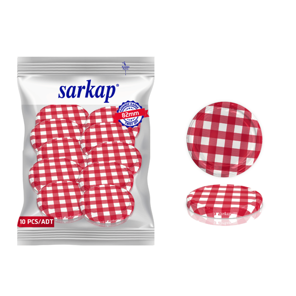 Hijyenik Paketli 10 adet Kavanoz Kapağı – Mat Ekose – 82 mm