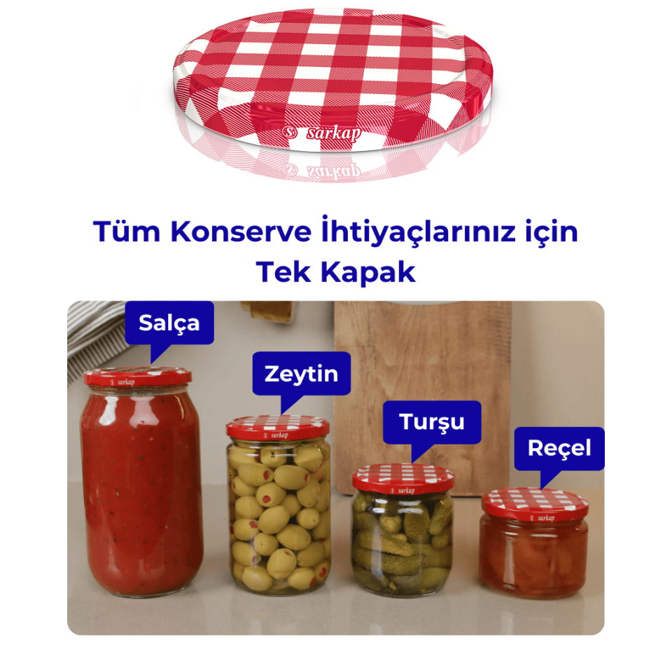 Hijyenik Paketli 10 adet Kavanoz Kapağı – Mat Ekose – 82 mm