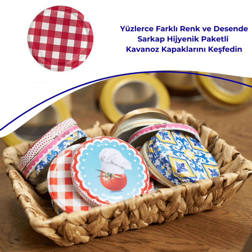 Hijyenik Paketli 10 adet Kavanoz Kapağı – Mat Ekose – 82 mm