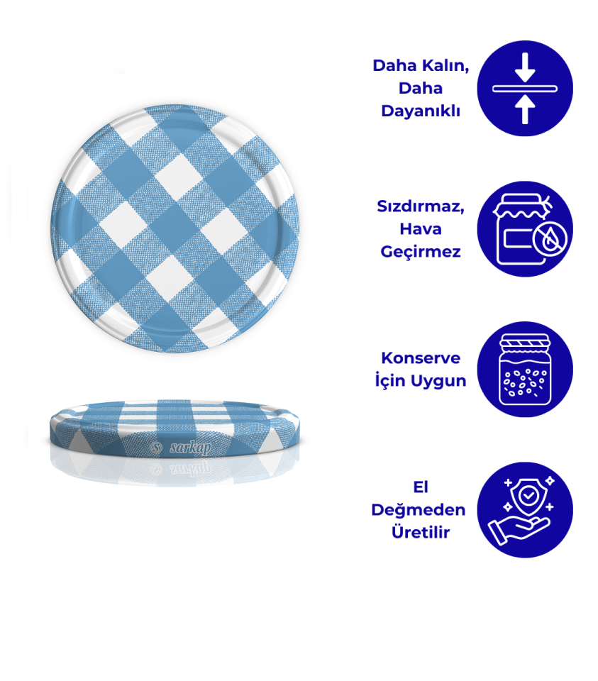 Hijyenik Paketli 10 adet Kavanoz Kapağı – Mat Ekose – 82 mm