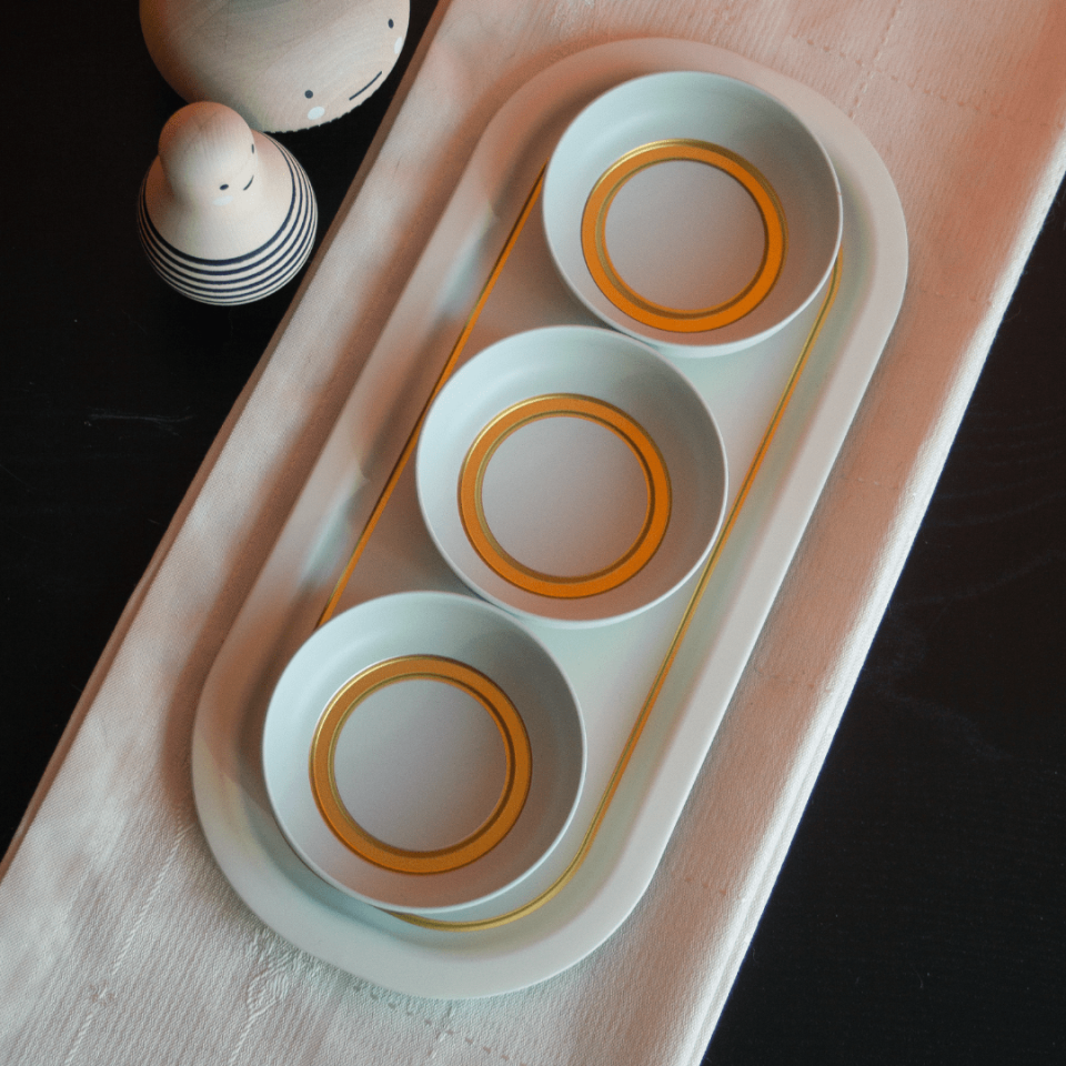 Sarkap Home 3'lü Çerezlik ve Sunumluk Tepsi Seti Krem