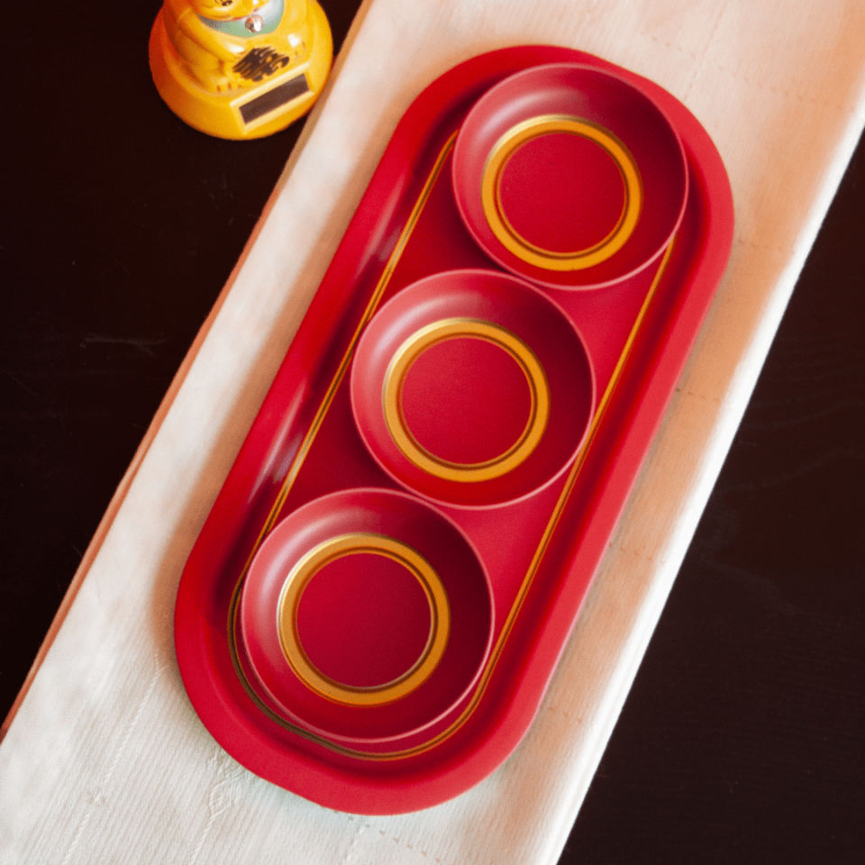 Sarkap Home 3'lü Çerezlik ve Sunumluk Tepsi Seti Kırmızı