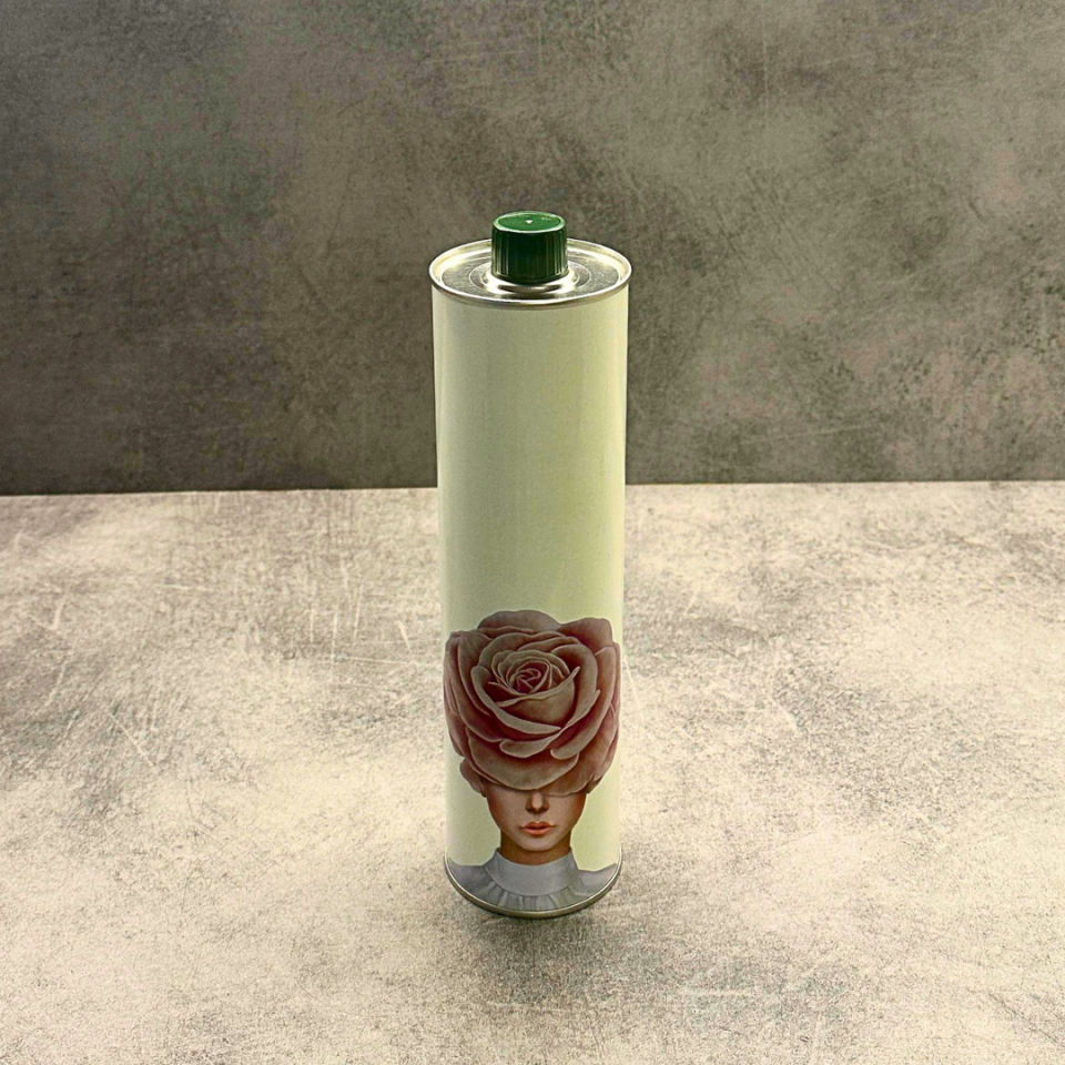 Sarkap Home Dekoratif 750 ml Kapaklı Silindir Boş Zeytinyağı Tenekesi Pembegül